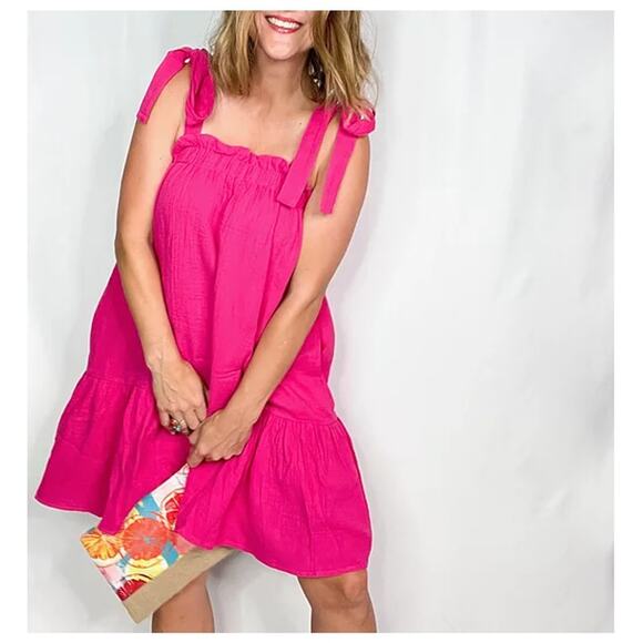 Ruffled Pink Mini Dress - Picture 1 of 3